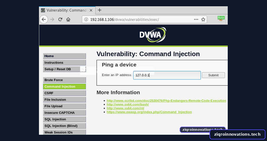 Command Injection to Meterpreter using Commix